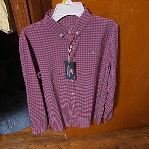 Vineyard Vines Boy’s Red and Blue Plaid Shirt